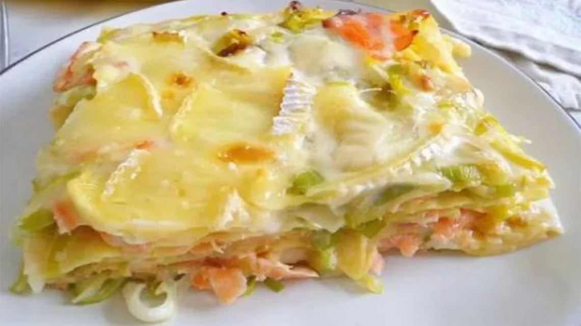 Lasagnes au saumon poireaux et chèvre