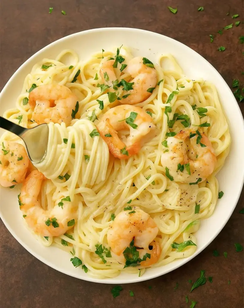 Pâtes Alfredo aux Crevettes en 20 Minutes