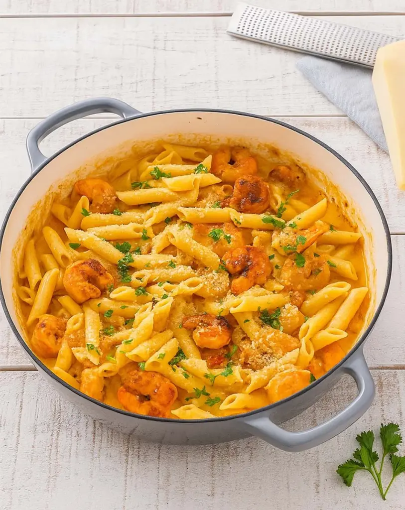 Pâtes crémeuses aux crevettes cajun