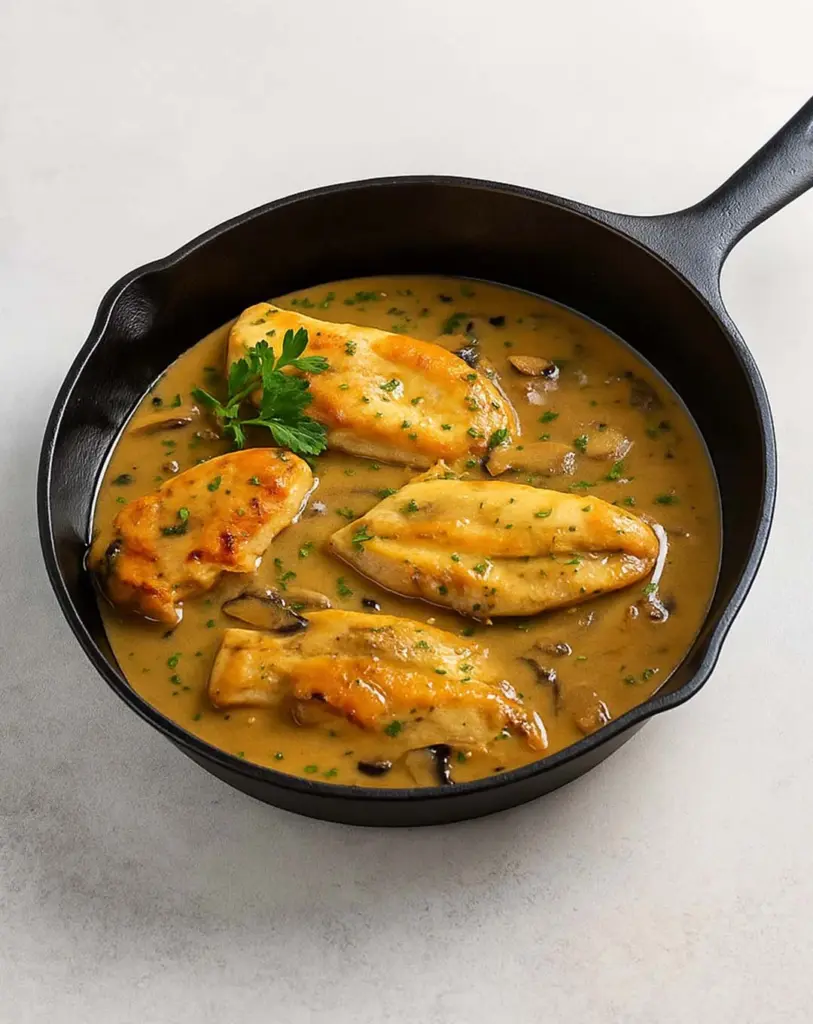 Poulet à la sauce au yaourt et aux champignons