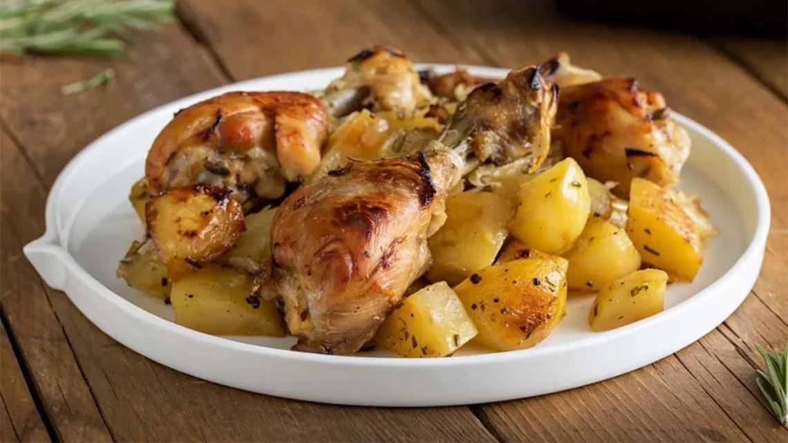 Poulet et pommes de terre au four