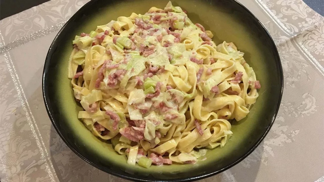 Tagliatelles à la crème de poireaux