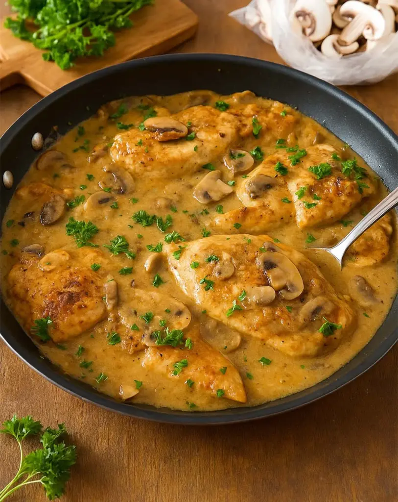 Blanquette de poulet aux champignons plat raffiné et facile