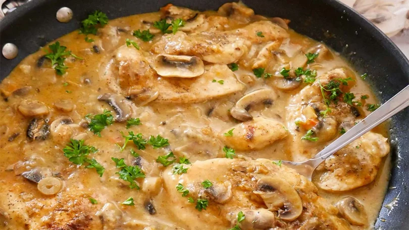 Blanquette de poulet aux champignons plat raffiné et facile