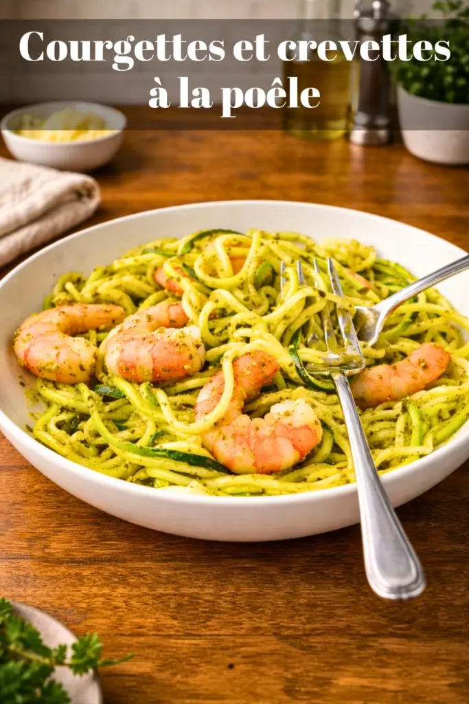 Courgettes et crevettes à la poêle recette léger et sain