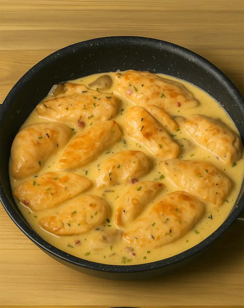 Émincés de Poulet Moutarde Lardons Champignons