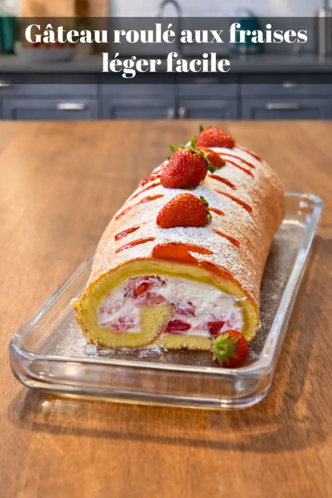 Gâteau roulé aux fraises léger facile