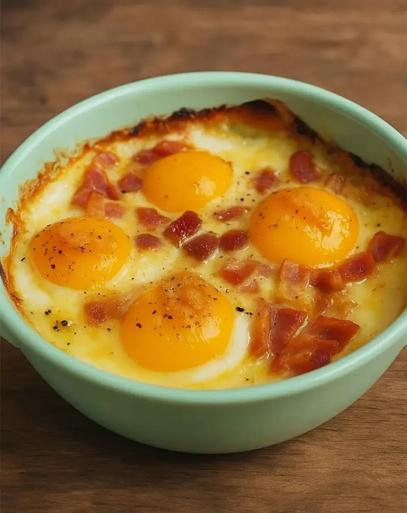 Oeufs Cocotte Au Chèvre Et Aux Lardons