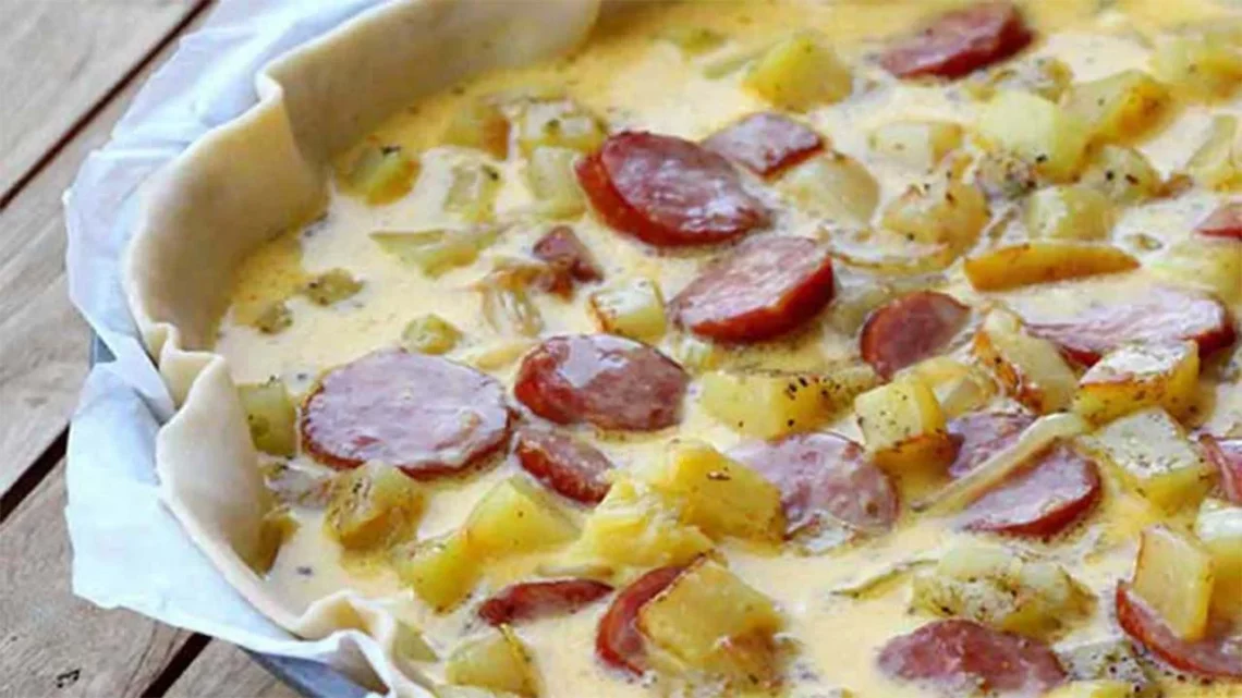 Quiche campagnarde, Patates et saucisses fumées