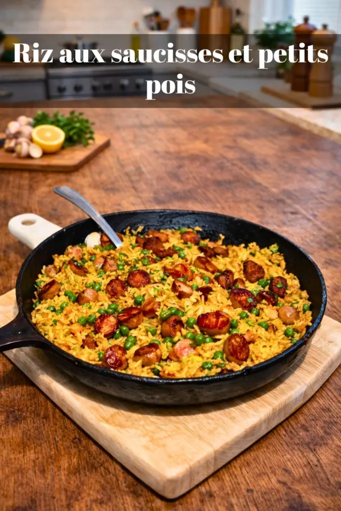 Riz aux saucisses et petits pois