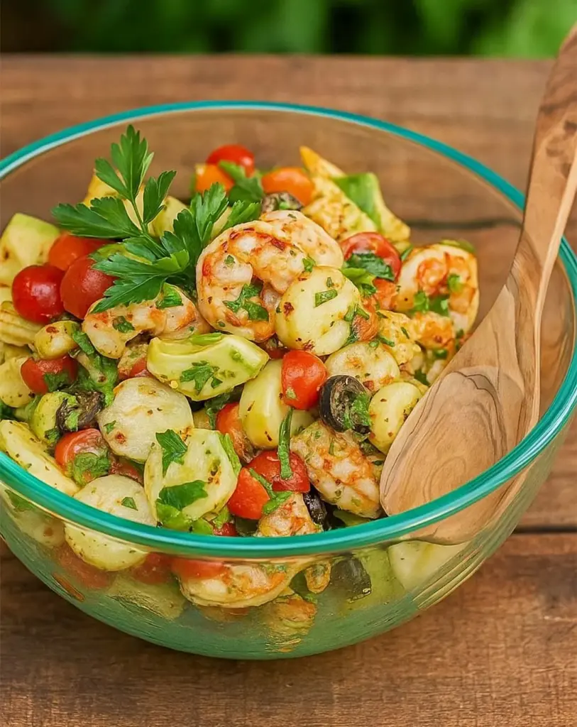 Salade simple de crevettes froides