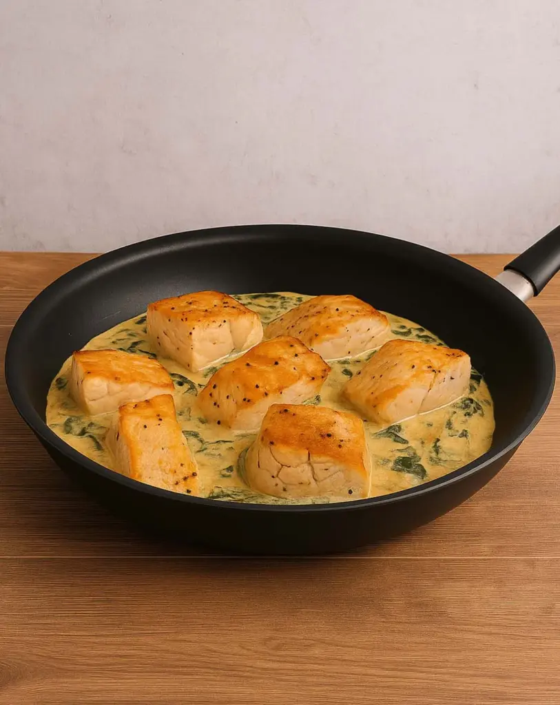 Saumon à la sauce aux épinards