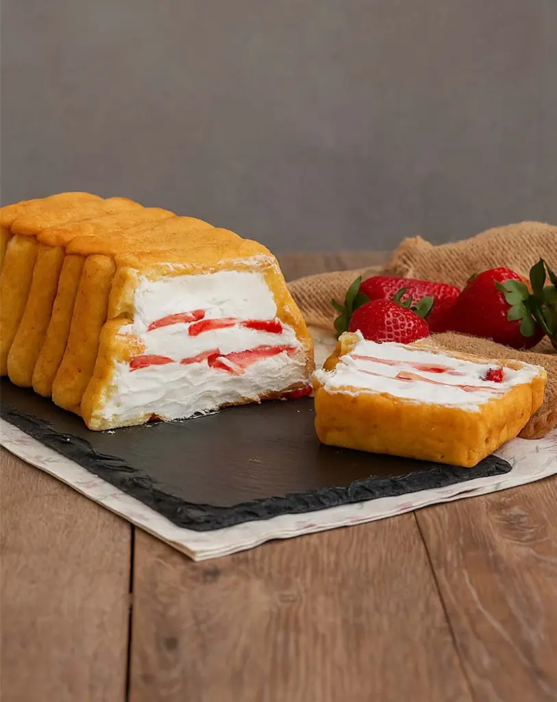 Terrine de boudoirs aux fraises, sans cuisson