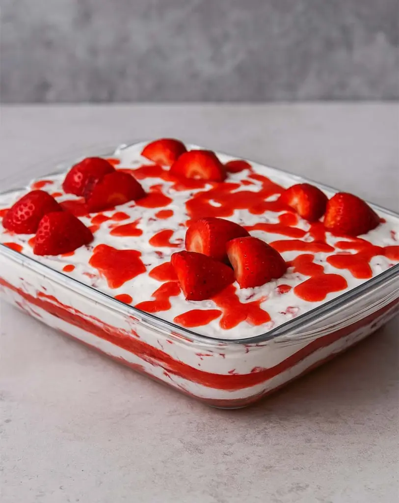 Tiramisu aux fraises prêt en 10 minutes