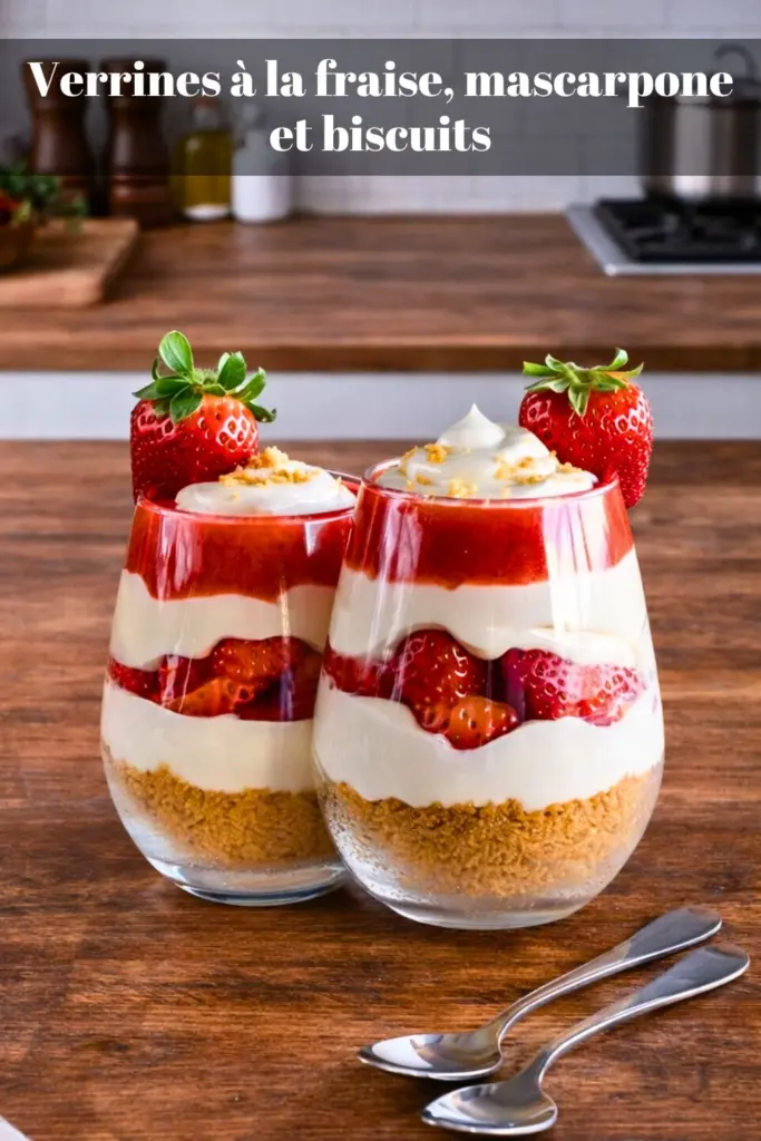 Verrines à la fraise, mascarpone et biscuits : dessert facile, rapide et gourmand