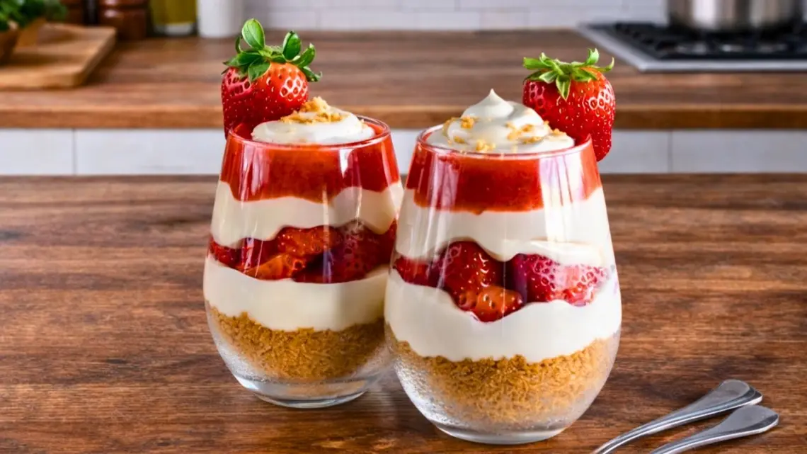 Verrines à la fraise, mascarpone et biscuits : dessert facile, rapide et gourmand