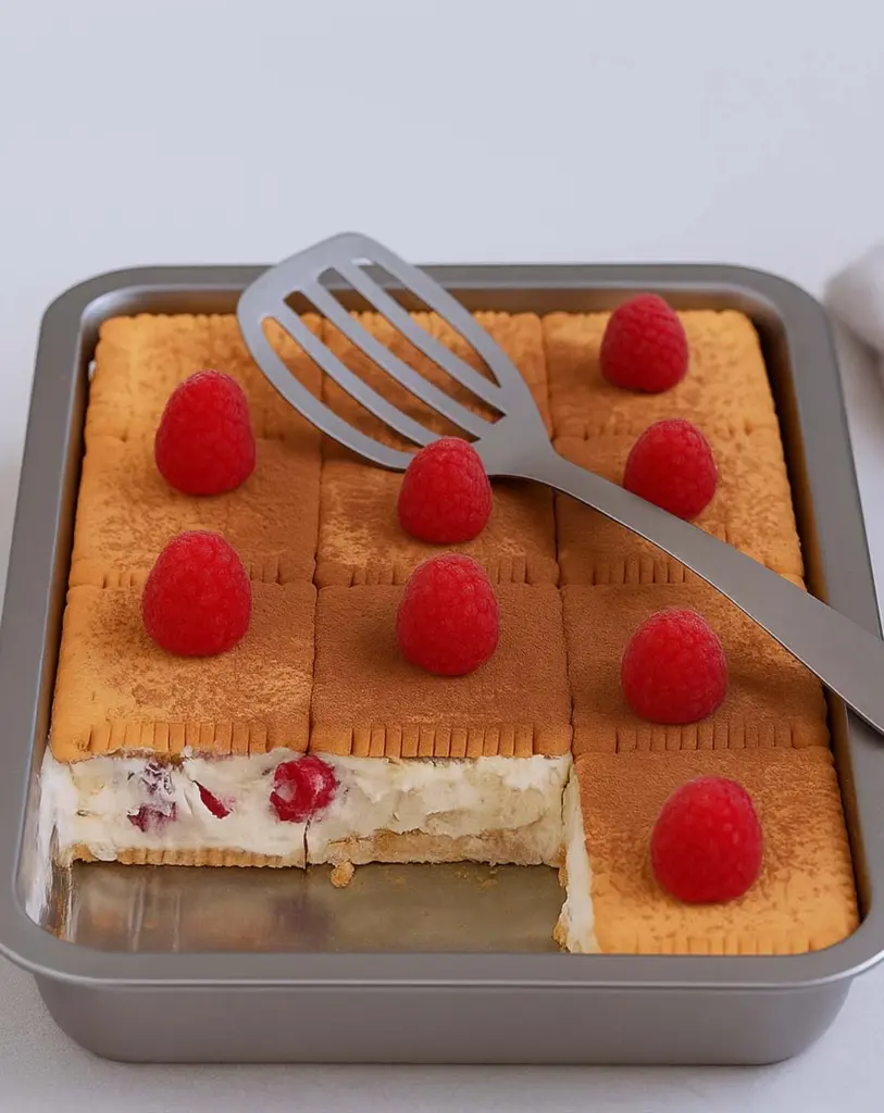 Gâteau de petits-beurre aux framboises desserts express