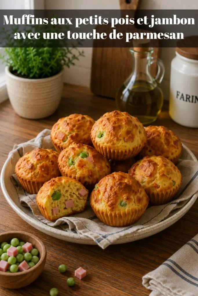 Muffins aux petits pois et jambon avec une touche de parmesan
