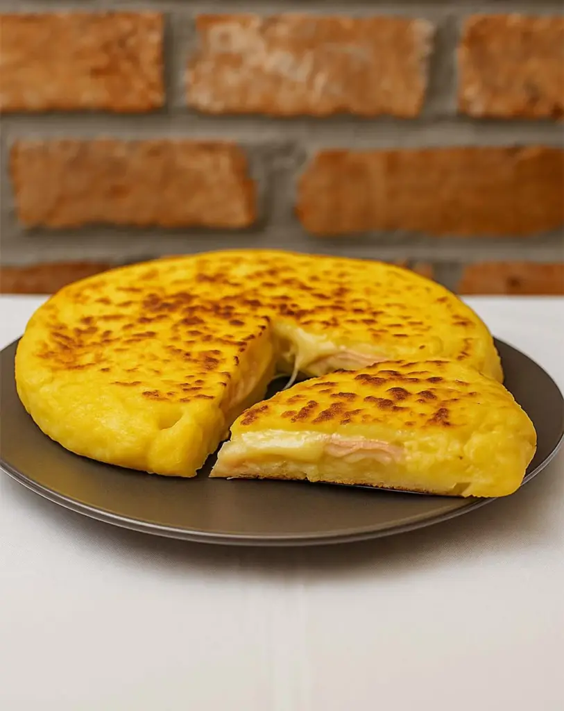 Pizza de pommes de terre, fromage et jambon