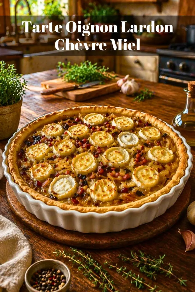 Tarte Oignon Lardon Chèvre Miel