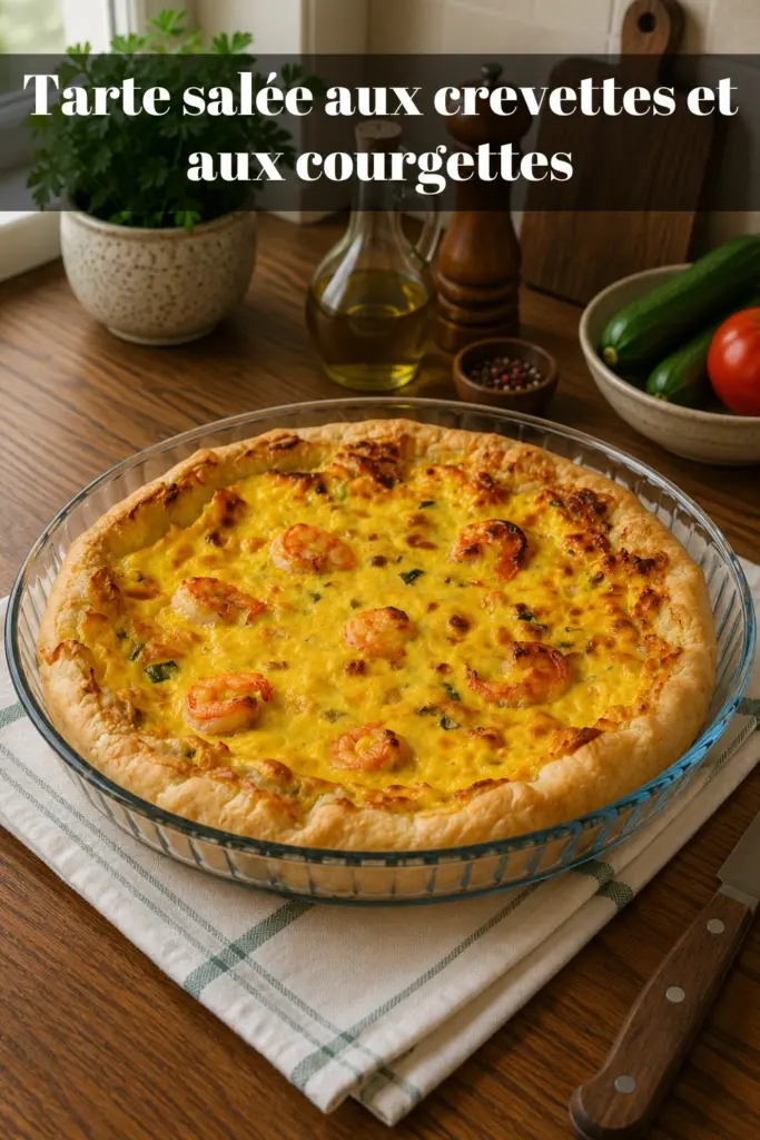Tarte salée aux crevettes et aux courgettes