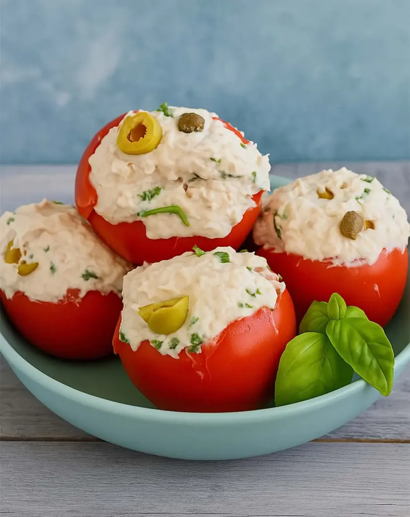 Tomates farcies au thon et fromage blanc