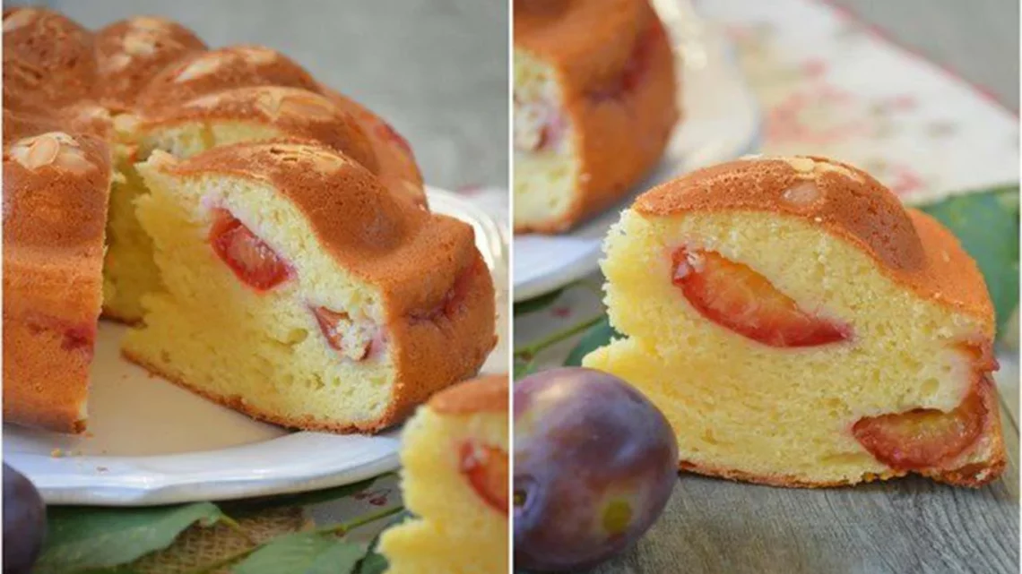 Gâteau aux prunes et fromage blanc