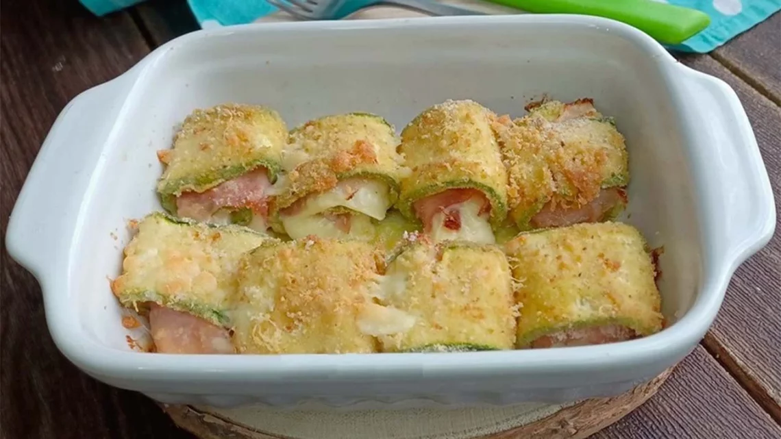 Rouleaux de courgettes gratinés