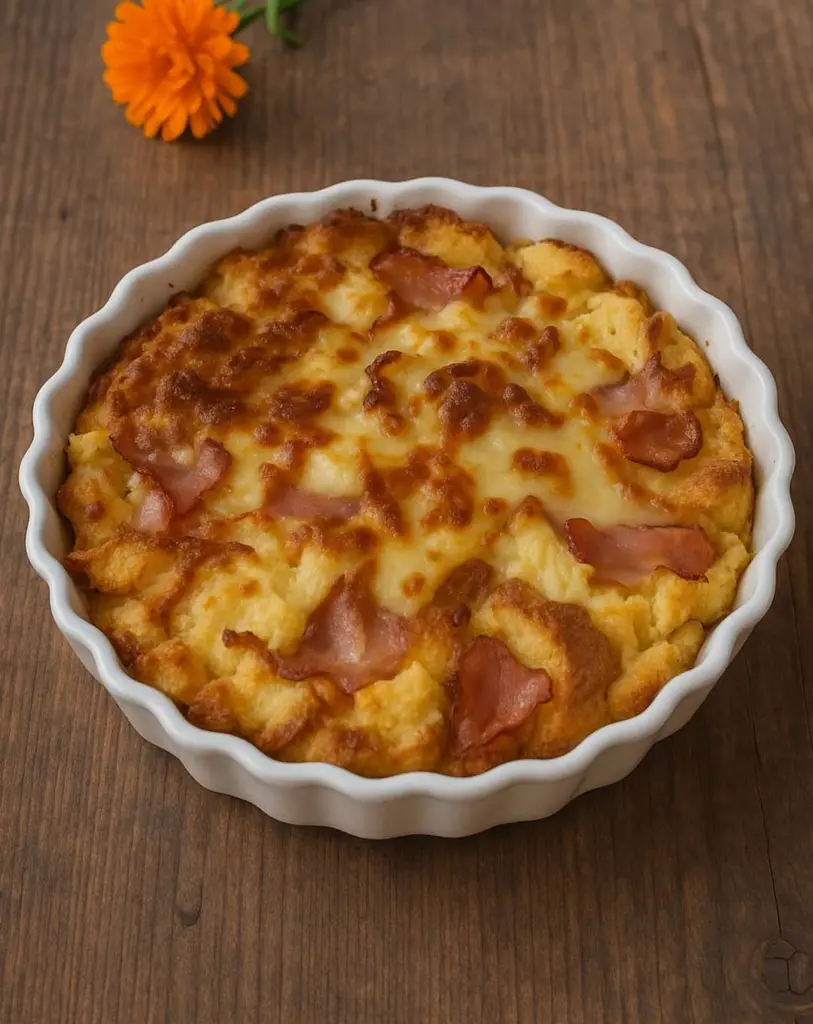 Gratin de pain perdu au bacon