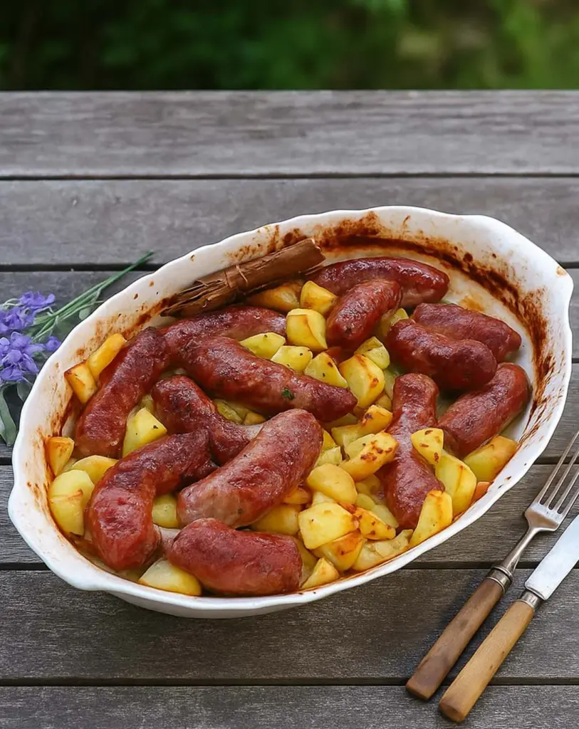 Saucisse de Toulouse à la moutarde rôtie au four