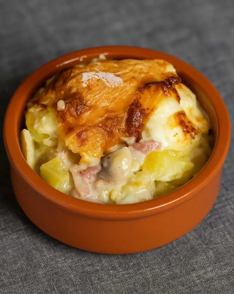 Tartiflette aux poireaux et champignons