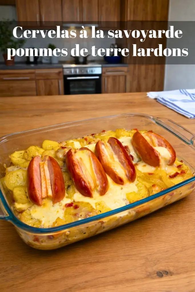 Cervelas à la savoyarde pommes de terre lardons