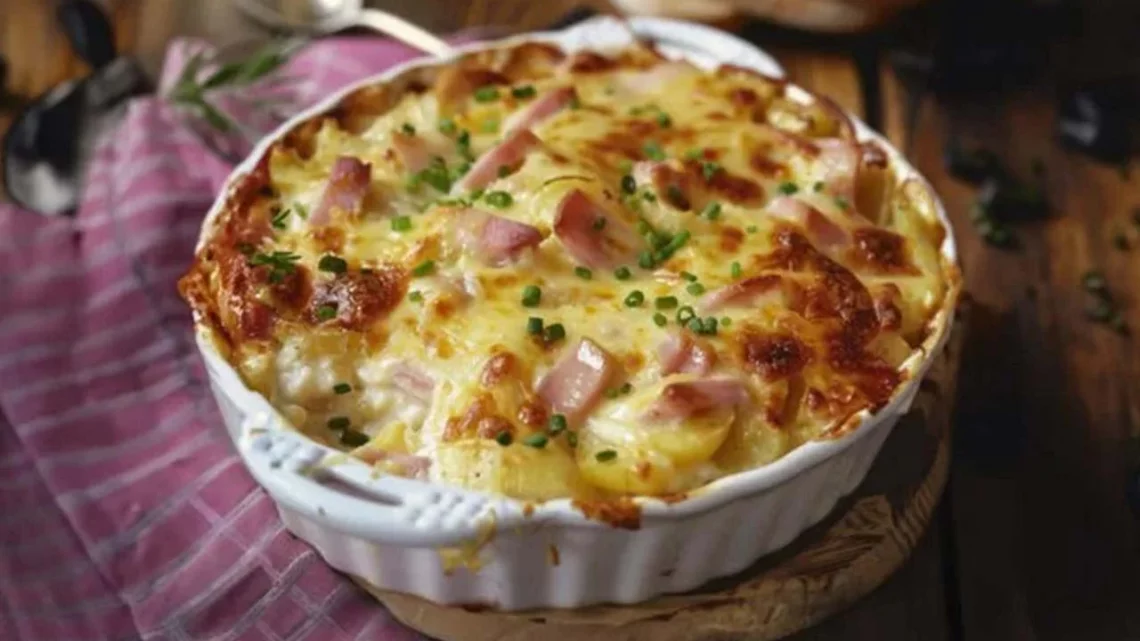 Gratin de Chou-Fleur, Pommes de Terre, Fromage et Jambon