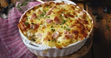 Gratin de Chou-Fleur, Pommes de Terre, Fromage et Jambon