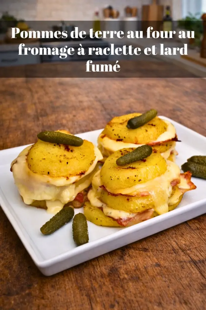 Pommes de terre au four au fromage à raclette et lard fumé