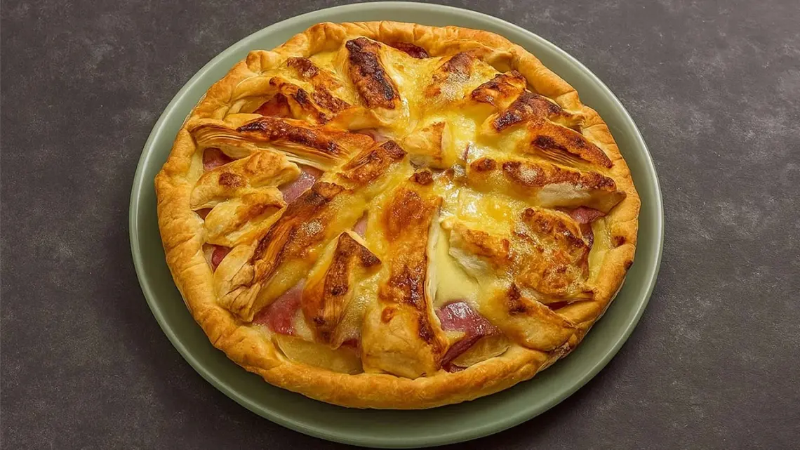 Quiche au pommes de terre, camembert et bacon