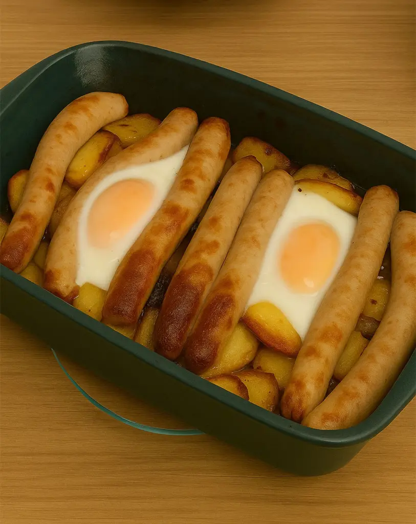 Saucisse au pommes de terre et au oeufs