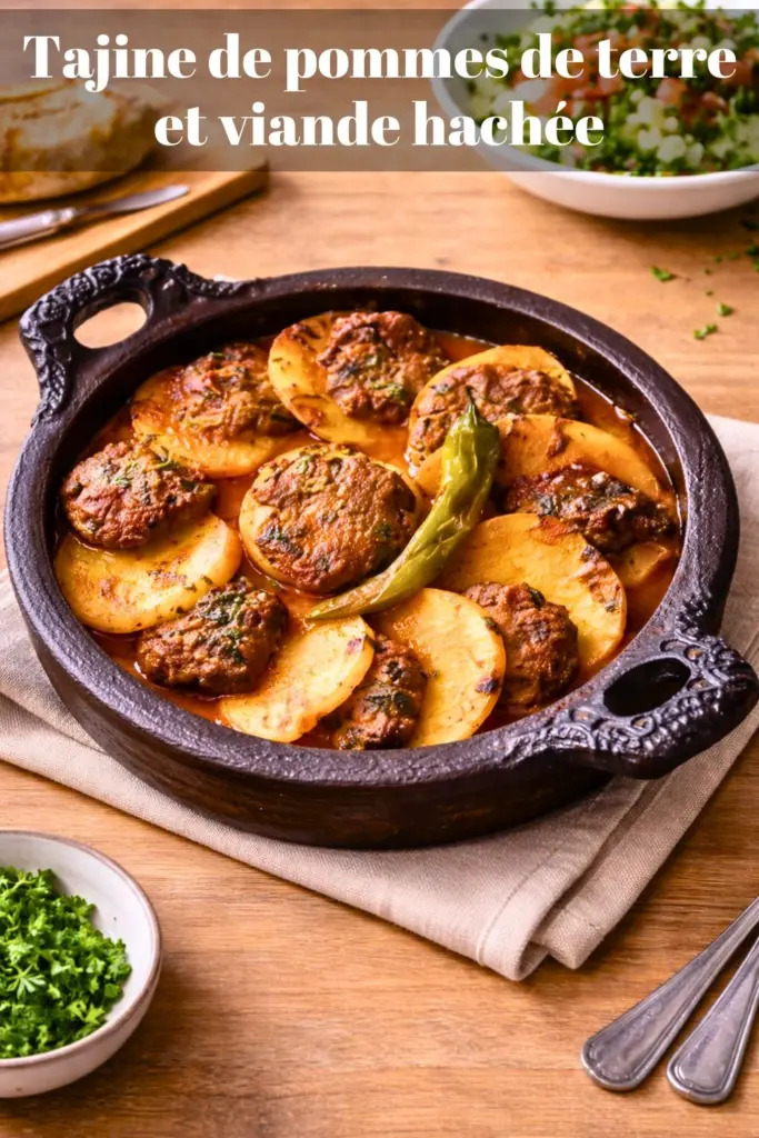 Tajine de pommes de terre et viande hachée