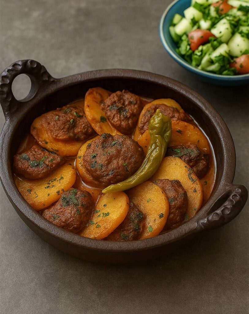 Tajine de pommes de terre et viande hachée