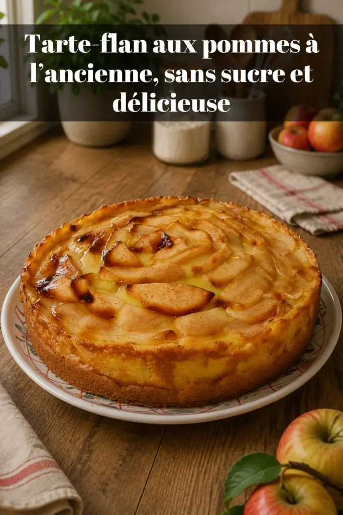 Tarte-flan aux pommes à l’ancienne, sans sucre et délicieuse