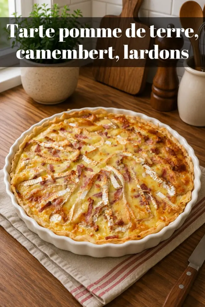 Tarte pomme de terre, camembert, lardons