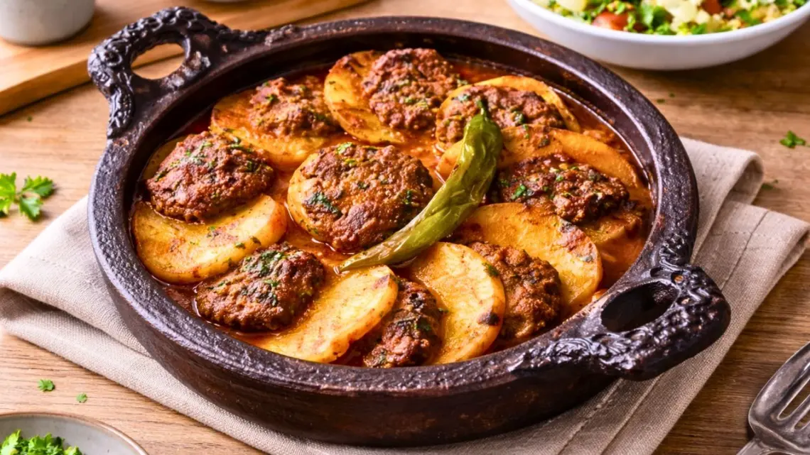 Tajine de pommes de terre et viande hachée