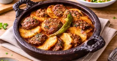 Tajine de pommes de terre et viande hachée