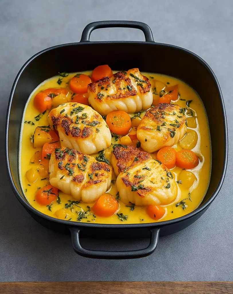Filets de cabillaud au four : recette gourmande à la crème et aux légumes