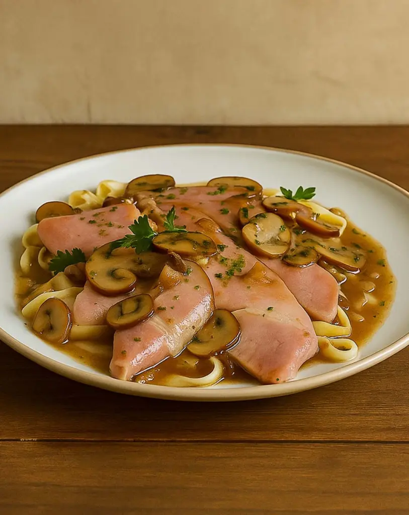 Jambon Sauce Madère aux Champignons : Un Plat Savoureux avec Tagliatelles
