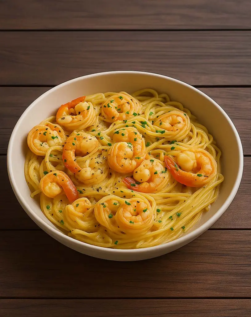 Spaghettis aux Crevettes avec Sauce Crème Ail et Persil : une recette gourmande et rapide
