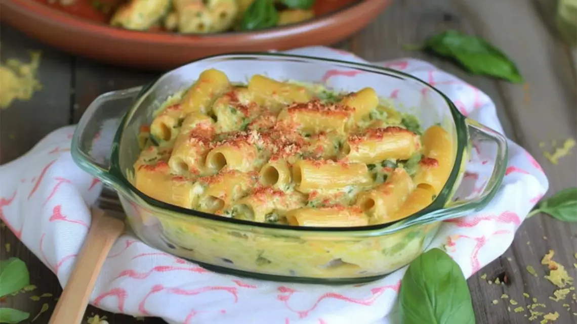 Gratin de pâtes aux courgettes et chèvre frais – Recette facile et rapide