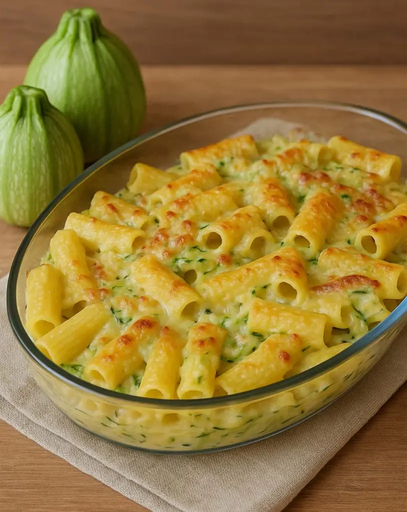 Gratin de pâtes aux courgettes et chèvre frais – Recette facile et rapide