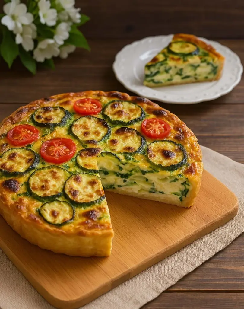 Quiche sans pâte aux courgettes, tomates cerises et mozzarella
