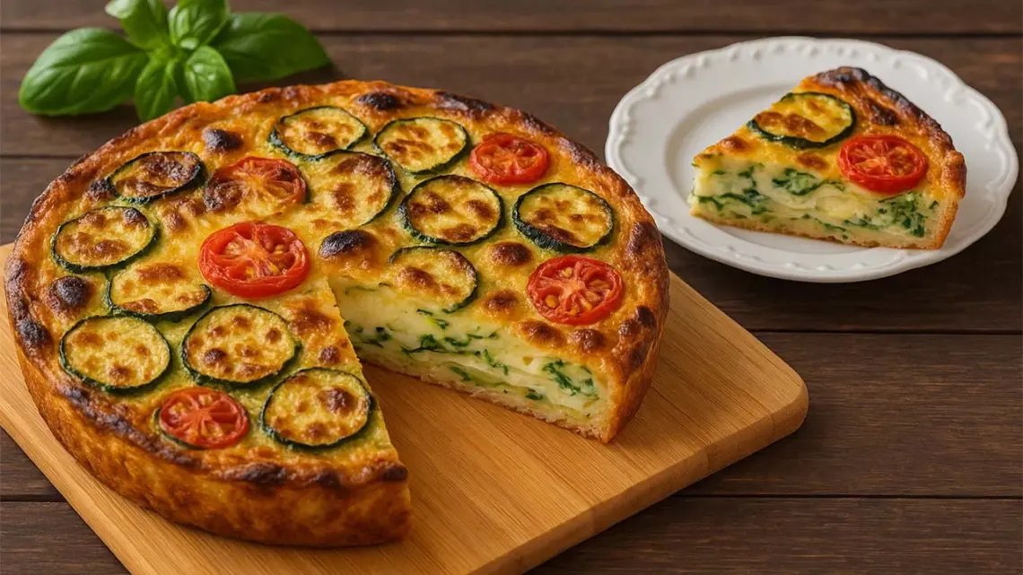Quiche sans pâte aux courgettes, tomates cerises et mozzarella